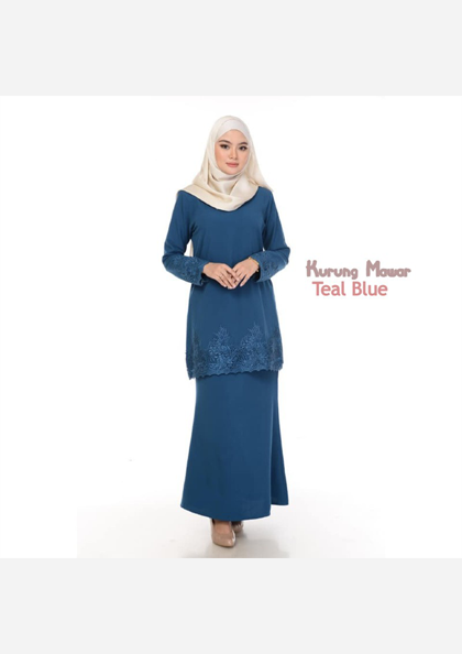 Elegant Mawar Lace Modern Baju Kurung in high-quality Italian crepe. Ready stock, 13 colors, cool, comfortable, wrinkle-free fabric. Sizes S-2XL.